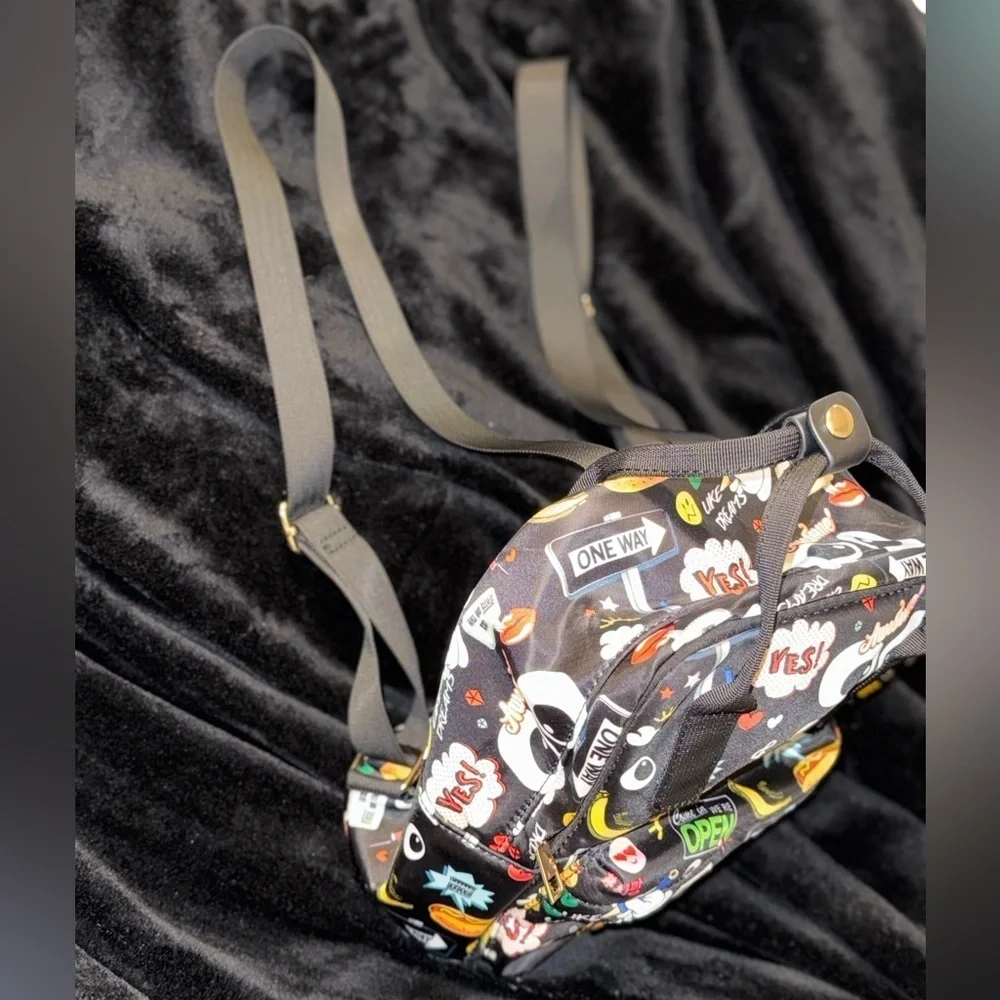 Black Graphic Pop Art Bag with Cartoon Elements